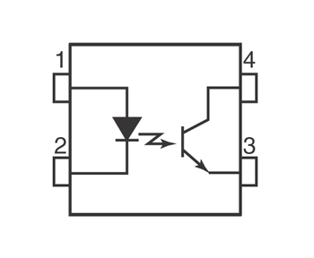 《图三 单个驱动硅光电晶体管的砷化镓红外线发光二极管构成的直流输入型电路图》