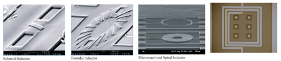 《图二 利用CMOS-MEMS技术制作各式立体芯片电感器》