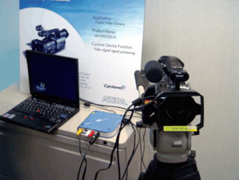 《圖一　Panasonic的半專業級數位攝影機，採用Altera Cyclone為產品的Video DSP，協助產品在處理數位影像訊號時的效能。》