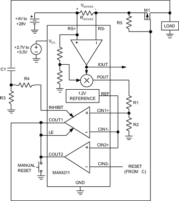 《图五 固态功率感测电路断路器会在功率过高时关闭连接到负载的电流》