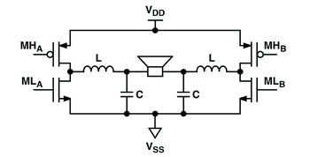 《图三 差动交换输出级电路与LC低通滤波器》