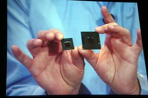 《图二十一 小型化是行动装置的一大特色，相对的芯片体积也需微型化。图为英特尔专为行动运算开发的芯片，尺寸仅约为一块钱台币。》