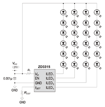 《图二十五 6×4＝24个LED的驱动电路》