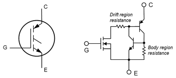 《图七 IGBT电路符号与同等电路》