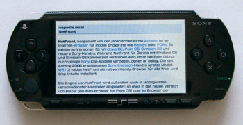 《圖六　Sony PSP使用NetFront網頁瀏覽器瀏覽Internet網頁。（攝影：Xell）》