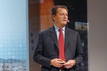 《图六 Ericsson总裁暨执行长Carl-Henric Svanberg在MWC 2009展会上发表对全球通讯产业趋势的看法 》