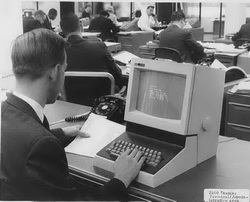 《圖三　IBM 2260，使用CRT映像管的影像顯示終端機（Video display terminal），用螢幕輸出取代列印輸出。》