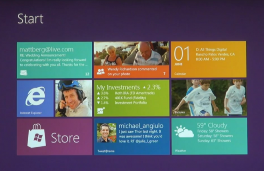 《圖一　Windows8採取窗格式使用者介面。》
