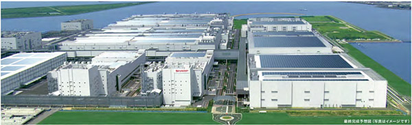 圖一 :   Sharp位於大阪的堺工廠（Sakai factory），是該公司液晶面板與太陽能電池面板的生產基地，又稱為「夏普綠色前線堺」（Sharp Green Front Sakai）