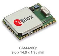 圖二 : 具備整合式晶片天線與多重GNSS支援的u-blox CAM-M8Q GNSS天線模組