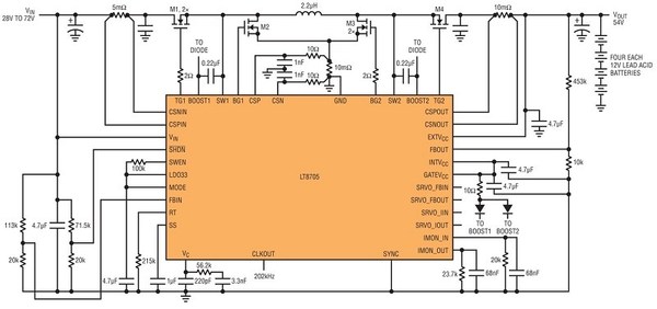 图2 : LT8705 电池充电器电路图