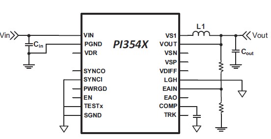 圖10 : PI3545 簡單易用的電路圖