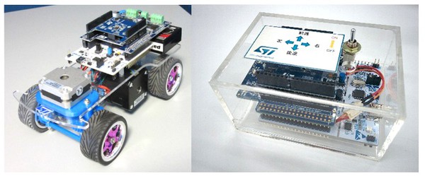 图9 : STM32 Nucleo玩具小汽车：玩具小汽车展示板和3D遥控器都是采用STM32 Nucleo电路板