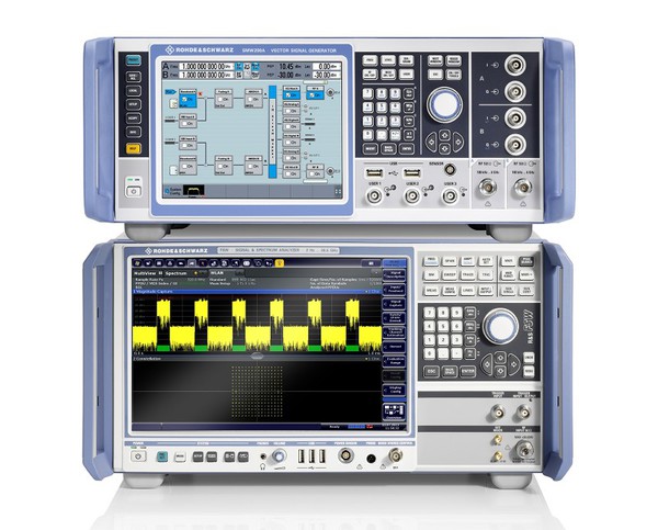 圖二 : 羅德史瓦茲SMW200A向量訊號產生器，與FSW訊號頻譜分析儀
