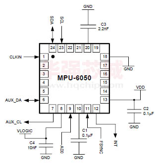 圖5 : MPU-6050腳位圖