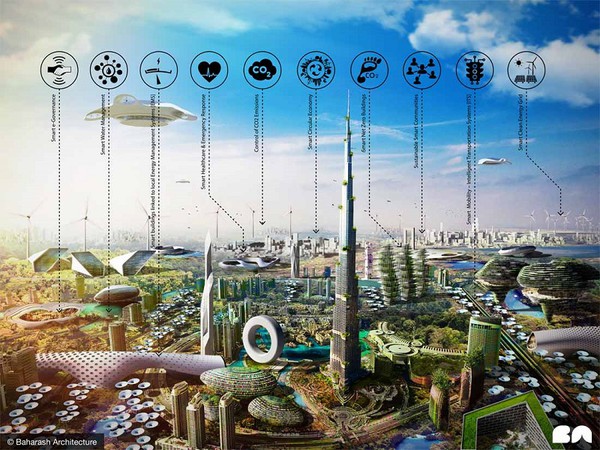圖1 : 智慧城市集IT技術的各垂直應用之大成，是工業電腦業廠商的兵家必爭之地。（Source: Baharash Architecture）