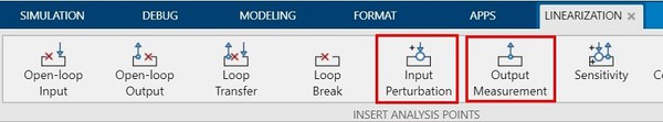 图2 : Simulink的Linearization Manager工具页签之线性化分析点功能键