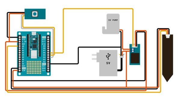图二 : Arduino Plant Kit控制电路图（图片来源：Arduino官网）