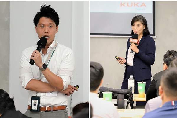 图4 : KUKA台湾库卡行销公关经理黄君颖（左）、业务主任黄启翔（右）