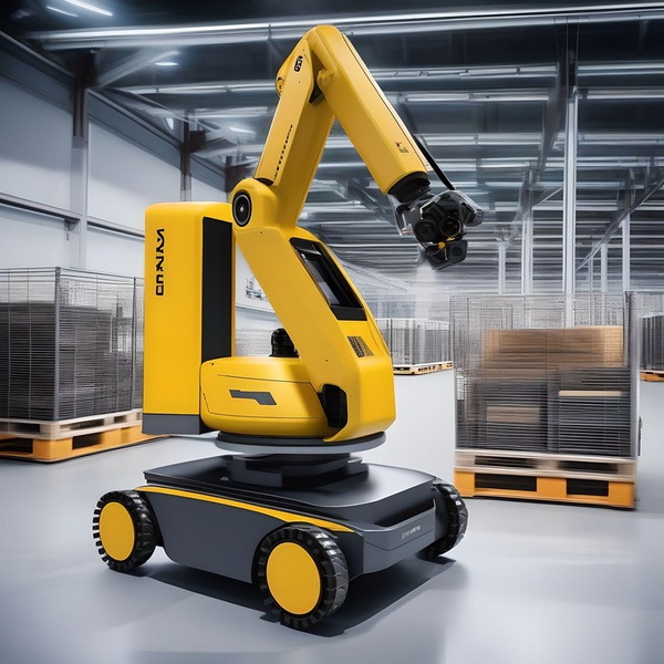 图二 : 6G 可使行动自主机器人在工厂车间内移动，顺利完成从拾取和放置到机械组装的生产任务。