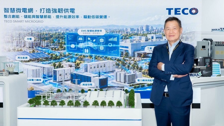 東元此次展出的智慧微電網以EMS為核心，可依據即時負載、電網狀態及設備運轉情況進行智慧調度，並具備併網及孤島運轉能力。
