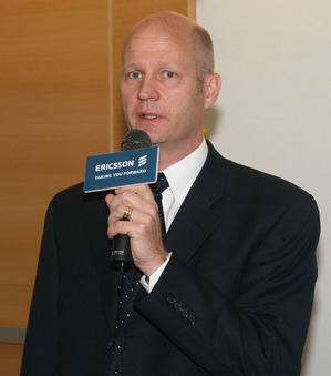 Ericsson台灣區新任總經理Stefan Johansson正在說明IMS架構。（Source：HDC） BigPic:794x899