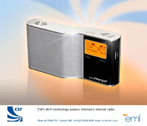 CSR Wi-Fi無線技術獲Intempo採納設計網路收音機