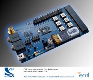 CSR发表全球第一个搭载立体声数字信号处理器的蓝牙方案。（来源：厂商）