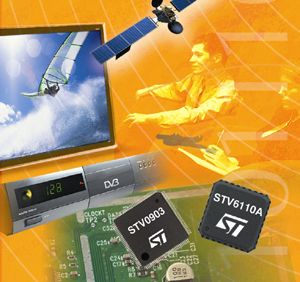 ST新的硅调谐器STV6110A和单信道卫星电视解调器STV0903符合DVB-S2卫星电视广播标准的所有要求