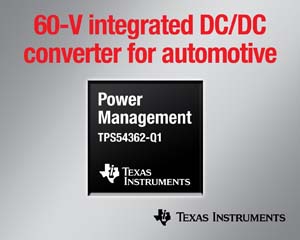德州仪器推出 60 V、2.2 MHz DC/DC 转换器，大幅降低汽车设计方案整体尺寸与成本。