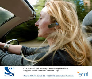 CSR發表完整的單音藍牙耳機晶片系列方案。