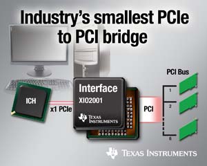 德州仪器推出业界中最小型且具备最高传输量的PCI Express至PCI桥接组件。
