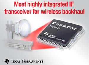 德州儀器針對無線回程網路應用推出全雙工IF收發器 - TRF2443。