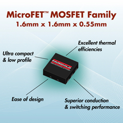 圖為快捷半導體採用超緊湊薄型封裝的高性能MicroFET MOSFET