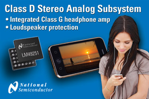NS推出配備G類耳機放大器及喇叭保護的類比子系統