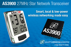 奧地利微電子AS3900 27 MHz FSK（波頻調變）低功耗收發器IC。