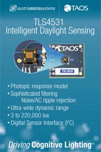 奧地利微電子推出TSL4531環境光感測器晶片系列產品