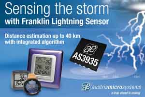AS3935富兰克林闪电传感器最远可探测到40公里外的闪电