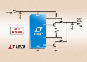 LTC3787可由12V输入以10A输出提供24V，效率高达 97％ BigPic:315x225