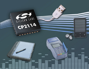 高整合度CP2114芯片支持USB音频应用中主流的编译码器和DAC