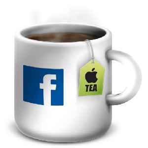 Facebook與Apple TV之間的依存關係，就像是用Facebook 馬克杯中裝的蘋果茶吧！ 圖片來源：omercetin BigPic:512x512