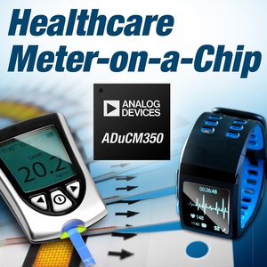 ADI的計量表單晶片提供被動式和主動式感測器融合功能，針對新一代醫療照護點診斷、家用/自測保健產品以及生命徵象監測應用。