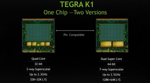 Tegra K1将推出32与64位版本。