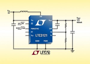 凌力尔特发表内建输出断开的3MHz电流模式、同步升压DC/ DC转换器LTC3121。