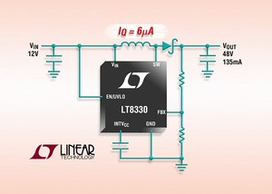 LT8330采用一固定的2MHz开关频率，使设计者能够将外部元件尺寸缩减至最小并避开如AM 无线电之关键频段。