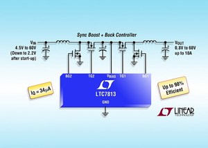 凌力尔特双组输出（升压+降压）、低静态电流同步DC/ DC控制器