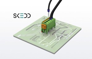 Phoenix SKEDD直接线对板连接器，为全新的无焊料连接器无须PCB接头，减少组件数目。 （Source：RS Components）