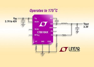 同步降压切换稳压器LT8610AX输入电压范围使其成为高温应用的理想选择，如井下钻探设备等具备5V 至40V的电源。