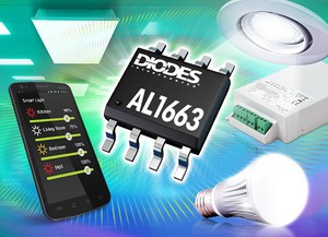 Diodes可调光LED控制器具有驱动LED灯达150W的高功率因数