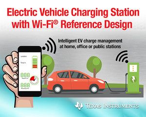 TI推出首款將Wi-Fi連結功能加入電動車充電站中的參考設計。只要透過Wi-Fi連結，電動車車主就可以隨時隨地遠端監控其車輛的充電情況。
